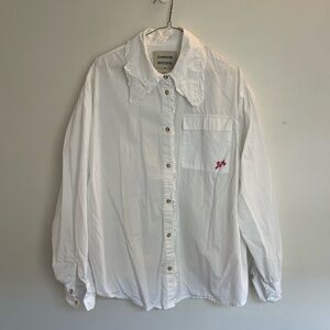 Damson Madder white button down with ruffle